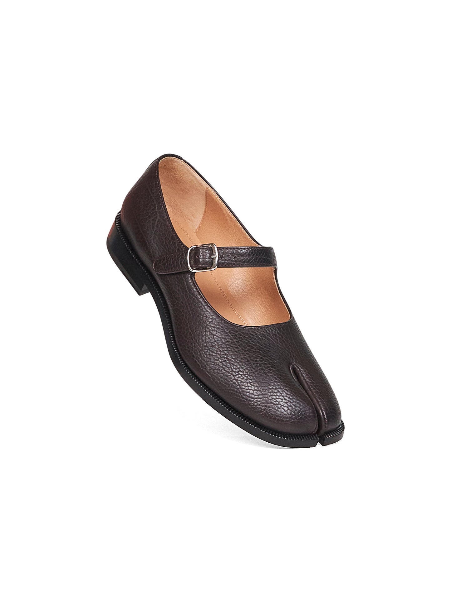 Burgundy leather Tabi Mary-Jane shoes