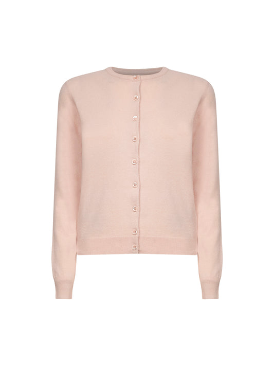 Pink virgin wool knit cardigan