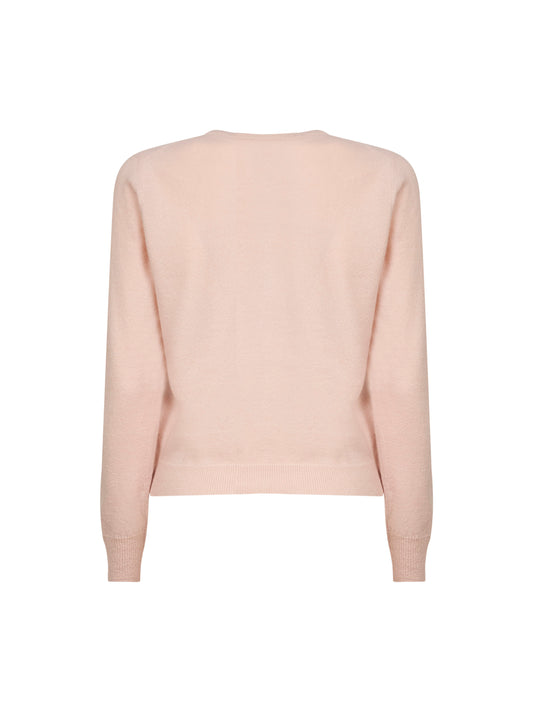 Pink virgin wool knit cardigan
