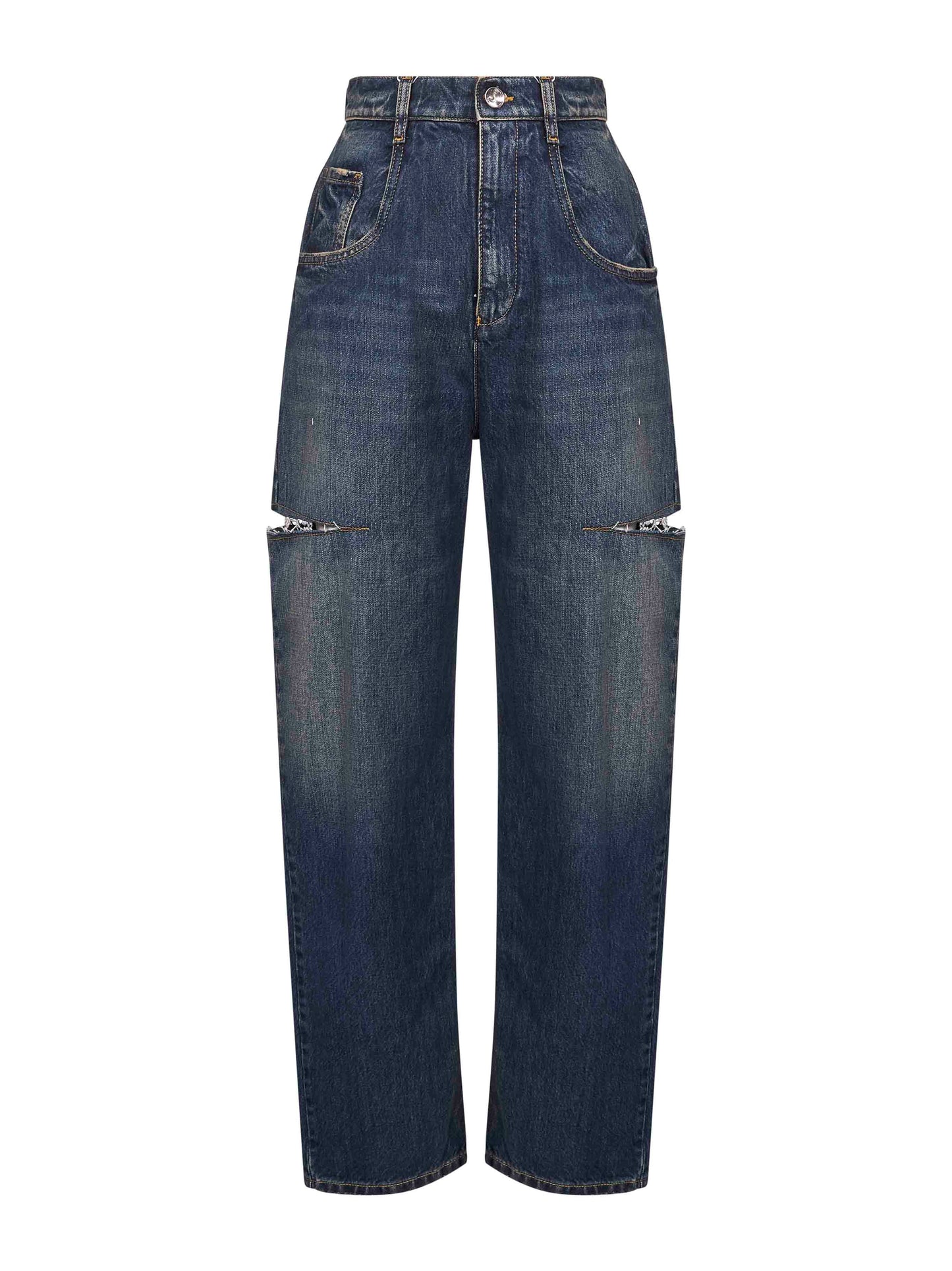 Blue denim slash details jeans