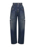 Blue denim slash details jeans