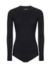 Black technical jersey bodysuit