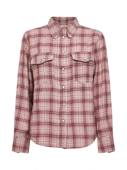 Camicia Yalisa in cotone a quadri rosa