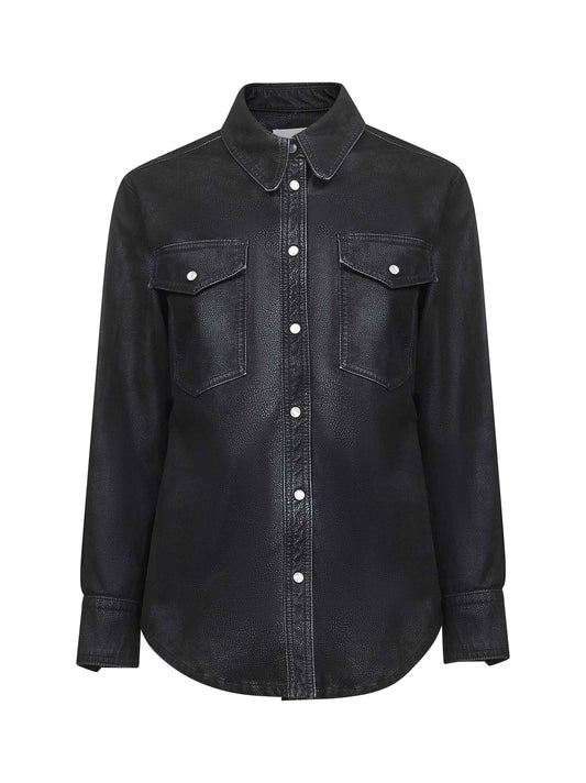 Camicia Karima in ecopelle vintage nera