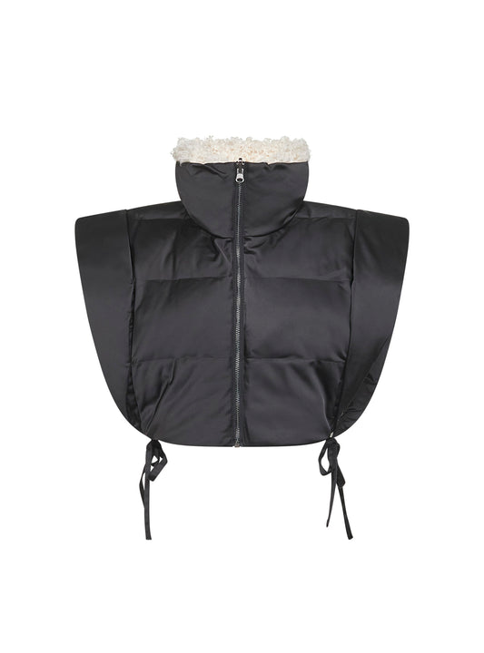 Gilet Hoodiali reversibile in nylon ed ecopelliccia nero