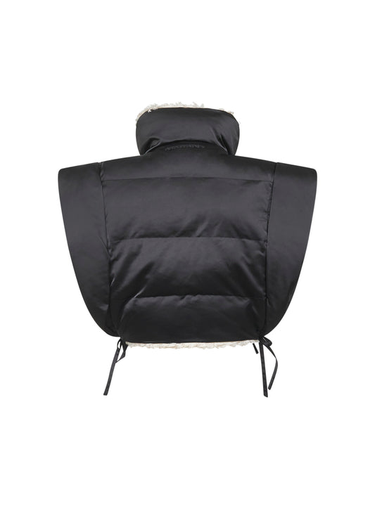 Gilet Hoodiali reversibile in nylon ed ecopelliccia nero