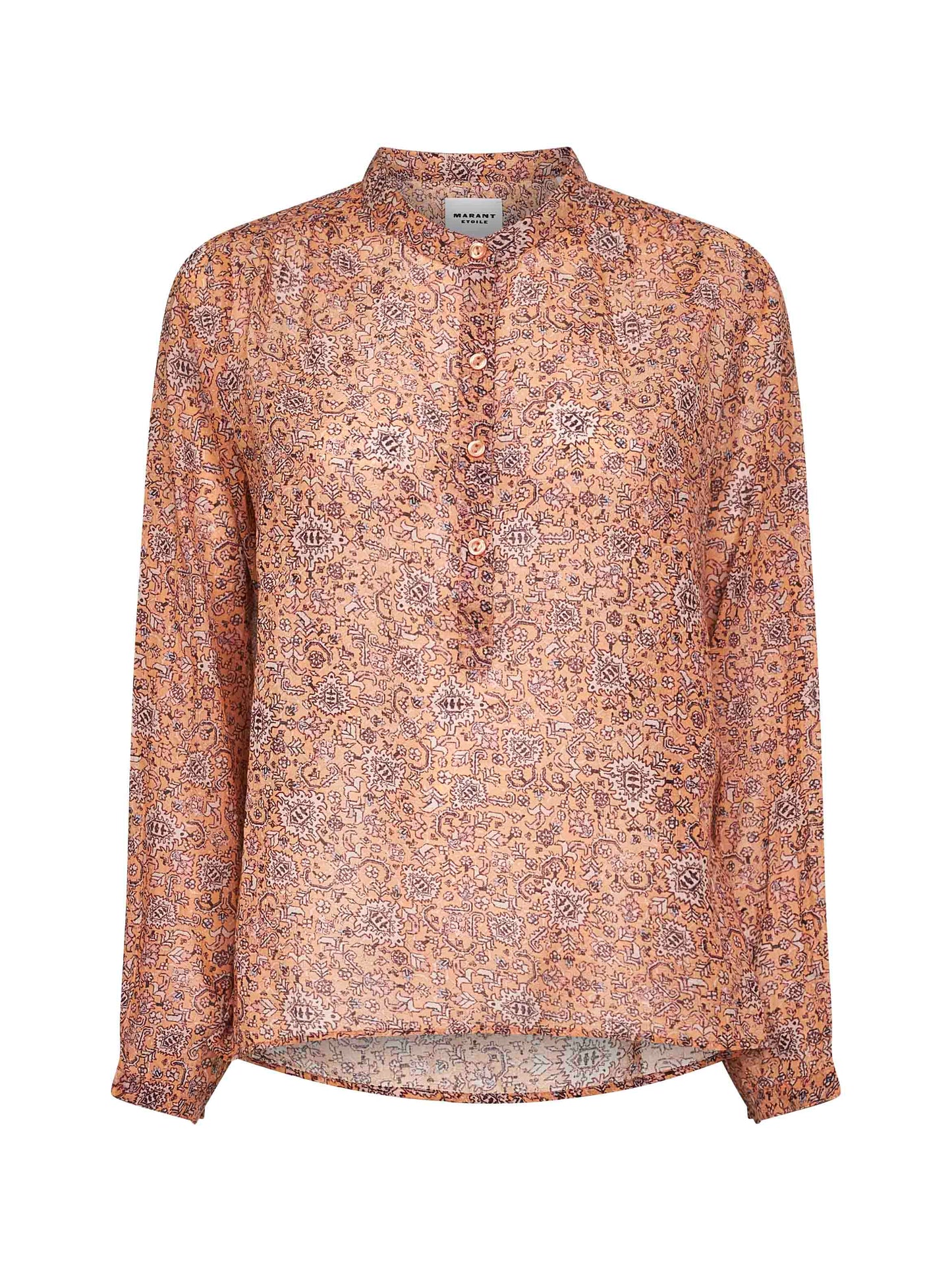 Blusa Maria in voile di cotone stampato ruggine<BR/>