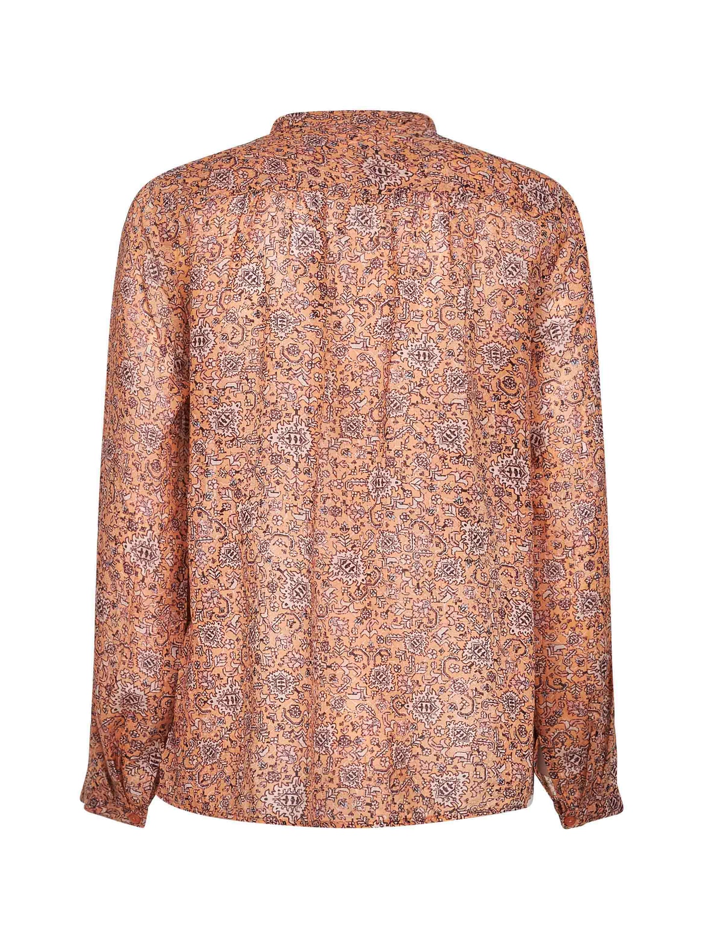 Blusa Maria in voile di cotone stampato ruggine<BR/>