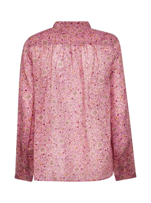 Blusa Maria in voile di cotone stampato rosa