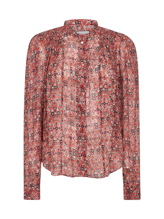 Blusa Noeline in crêpe stampato ruggine