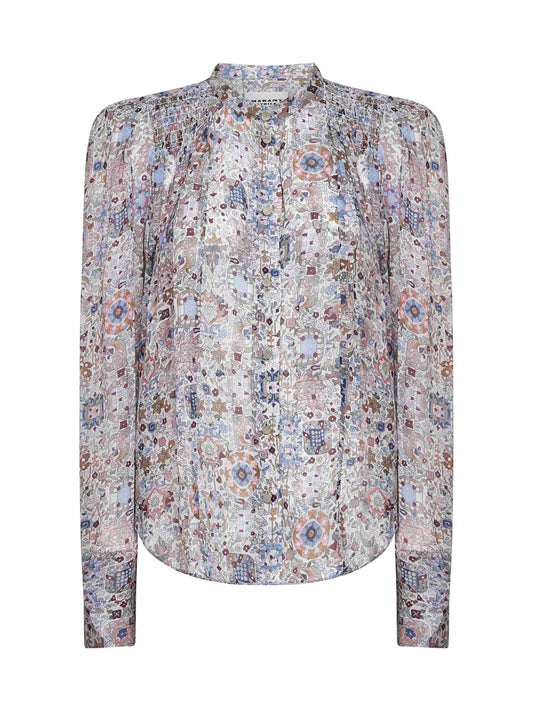 Ecru printed crepe Noeline blouse