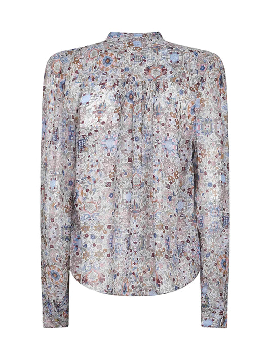 Ecru printed crepe Noeline blouse