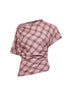 Top asimmetrico Neyela in cotone a quadri rosa
