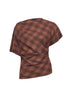 Top asimmetrico Neyela in cotone a quadri bronzo scuro