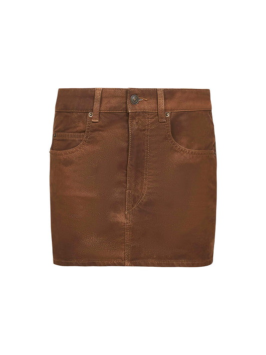 Minigonna Kimmy in ecopelle vintage tabacco