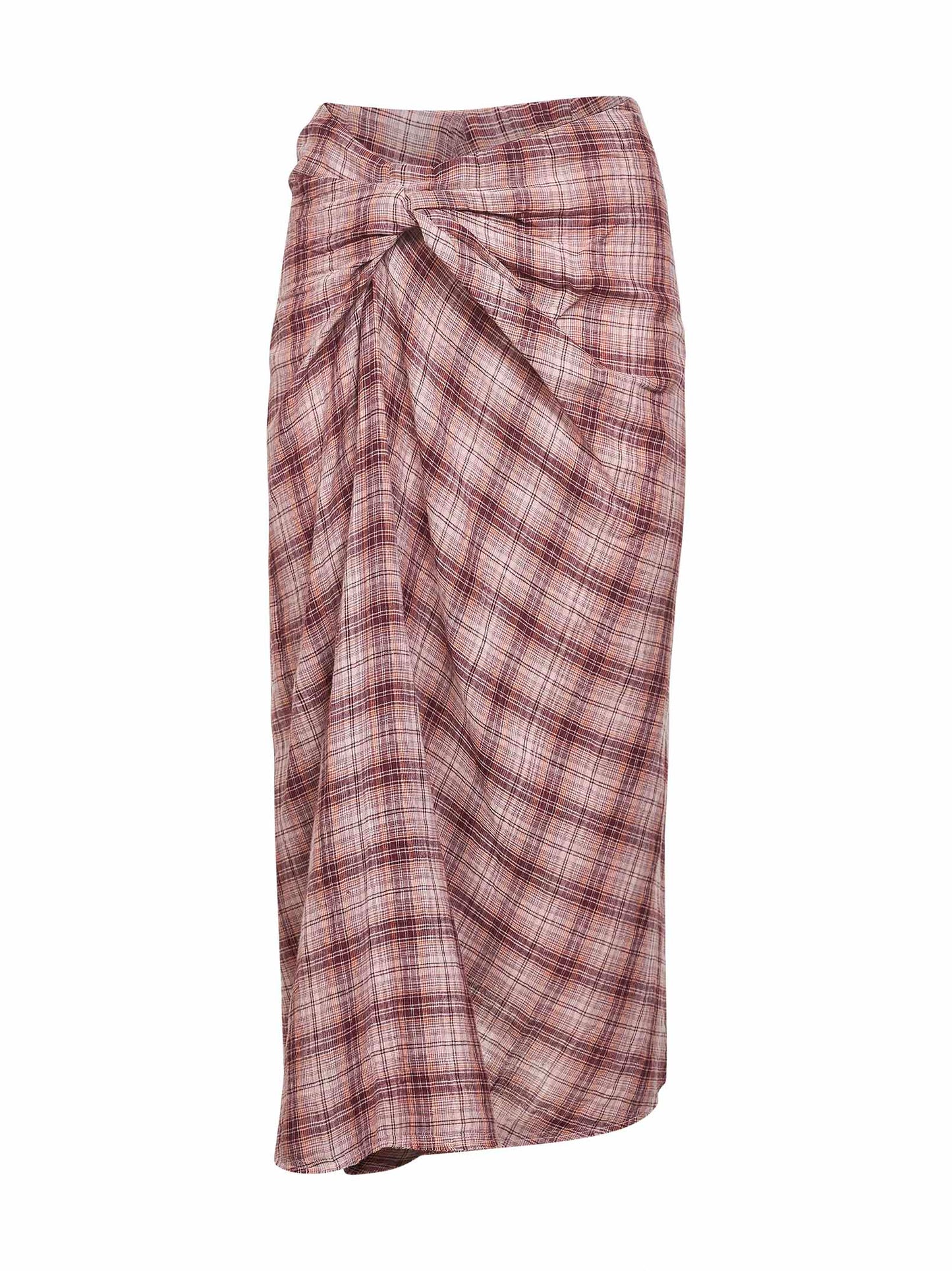 Gonna midi Nicole in cotone a quadri rosa