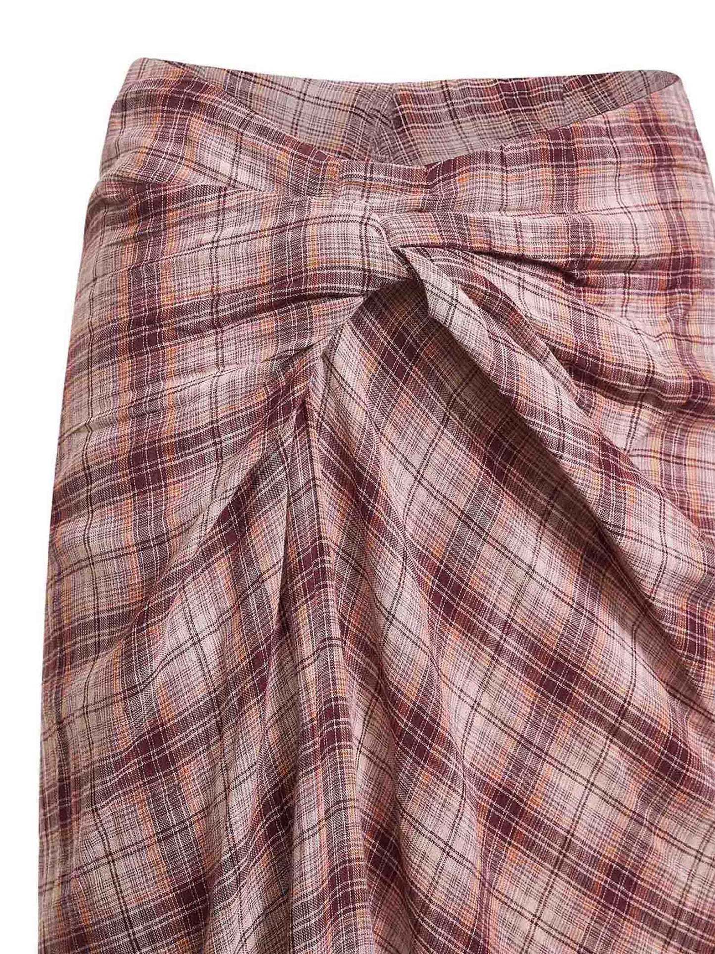 Gonna midi Nicole in cotone a quadri rosa