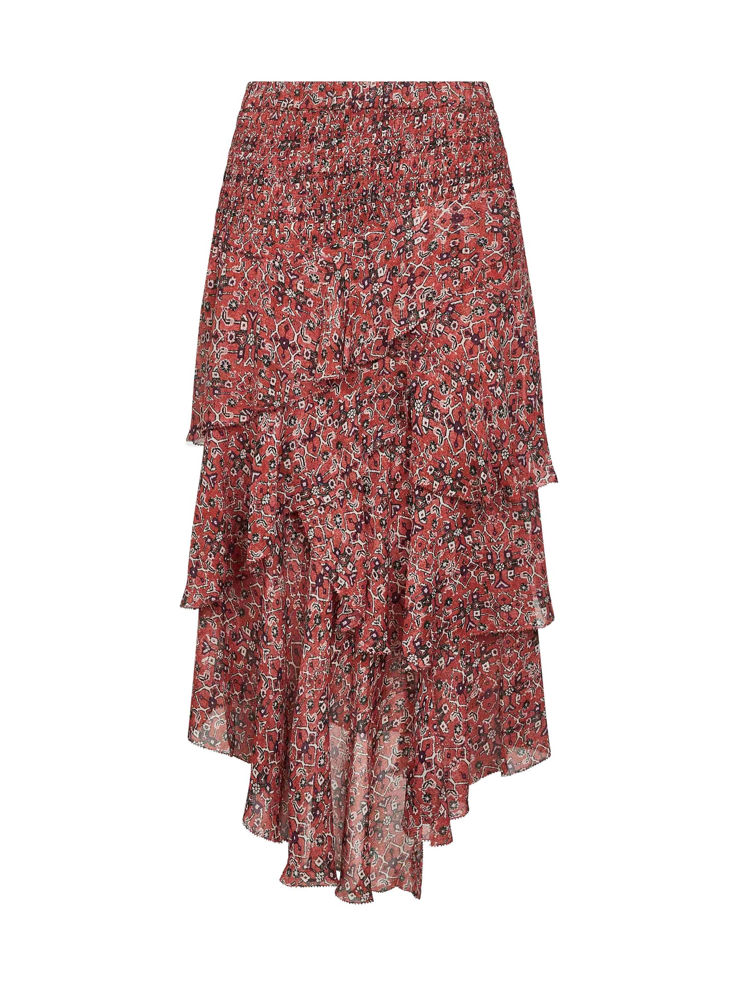 Gonna midi Brigitte in georgette stampato ruggine