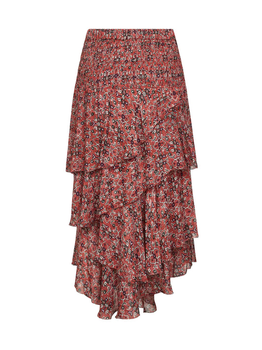 Gonna midi Brigitte in georgette stampato ruggine