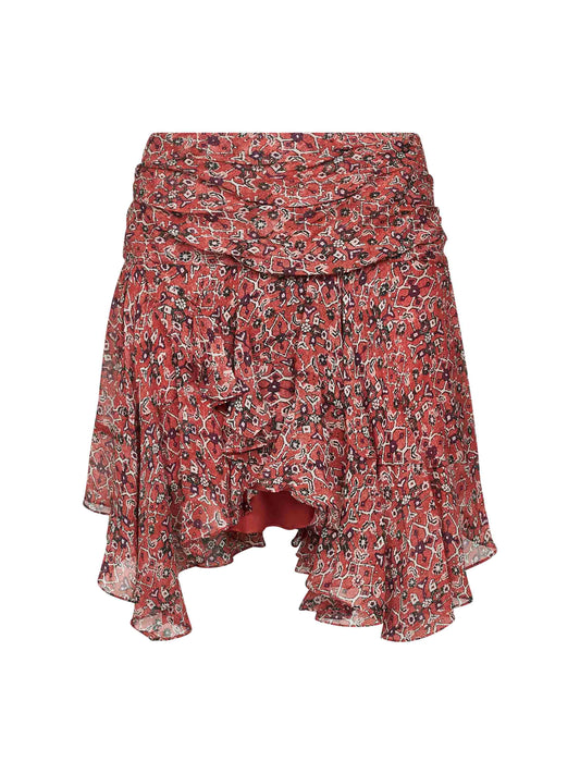 Minigonna Berenicia in georgette stampato ruggine