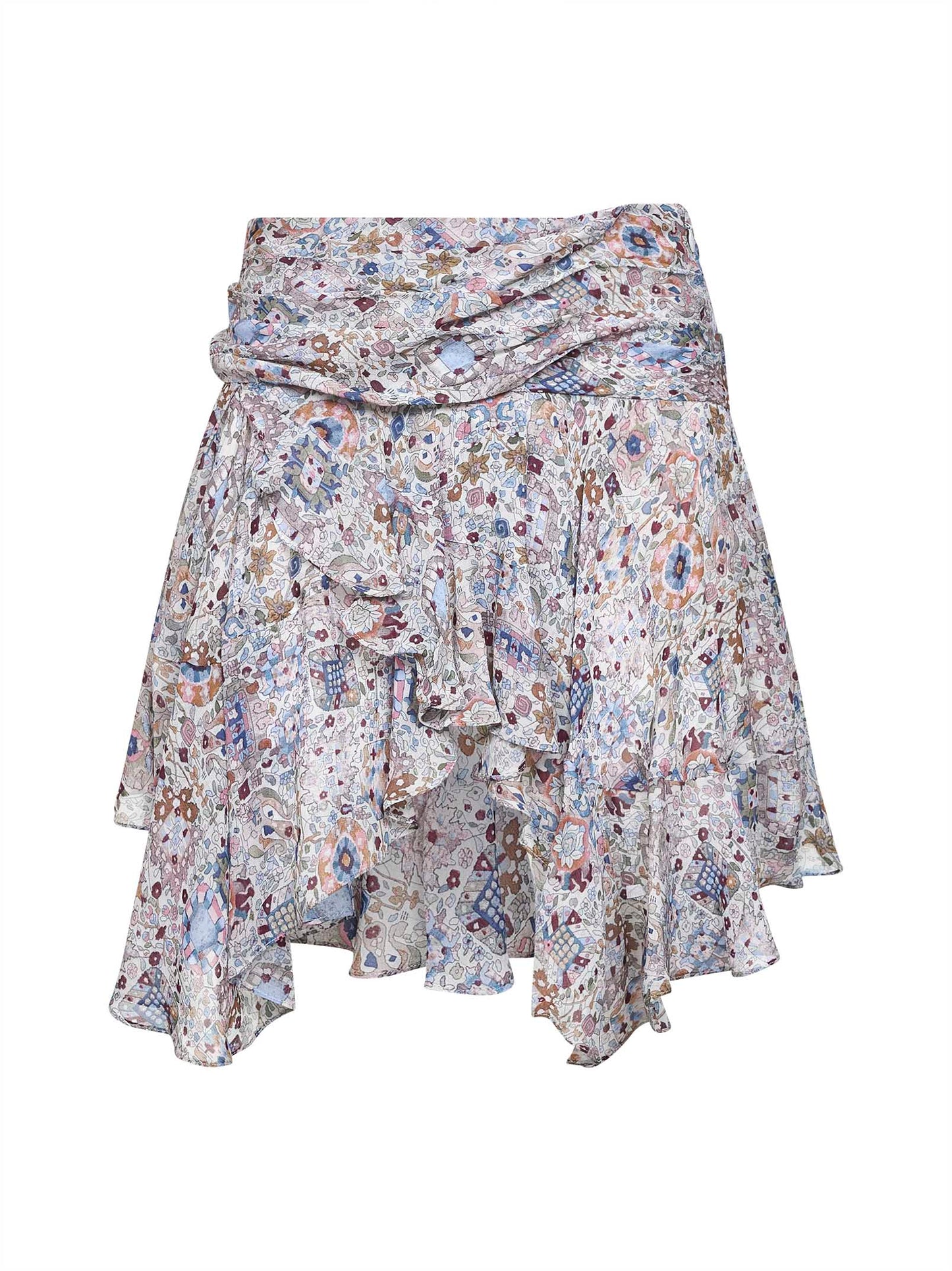 Minigonna Berenicia in georgette stampato ecrù