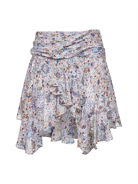 Minigonna Berenicia in georgette stampato ecrù