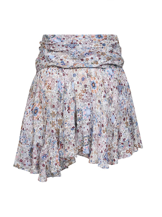 Minigonna Berenicia in georgette stampato ecrù