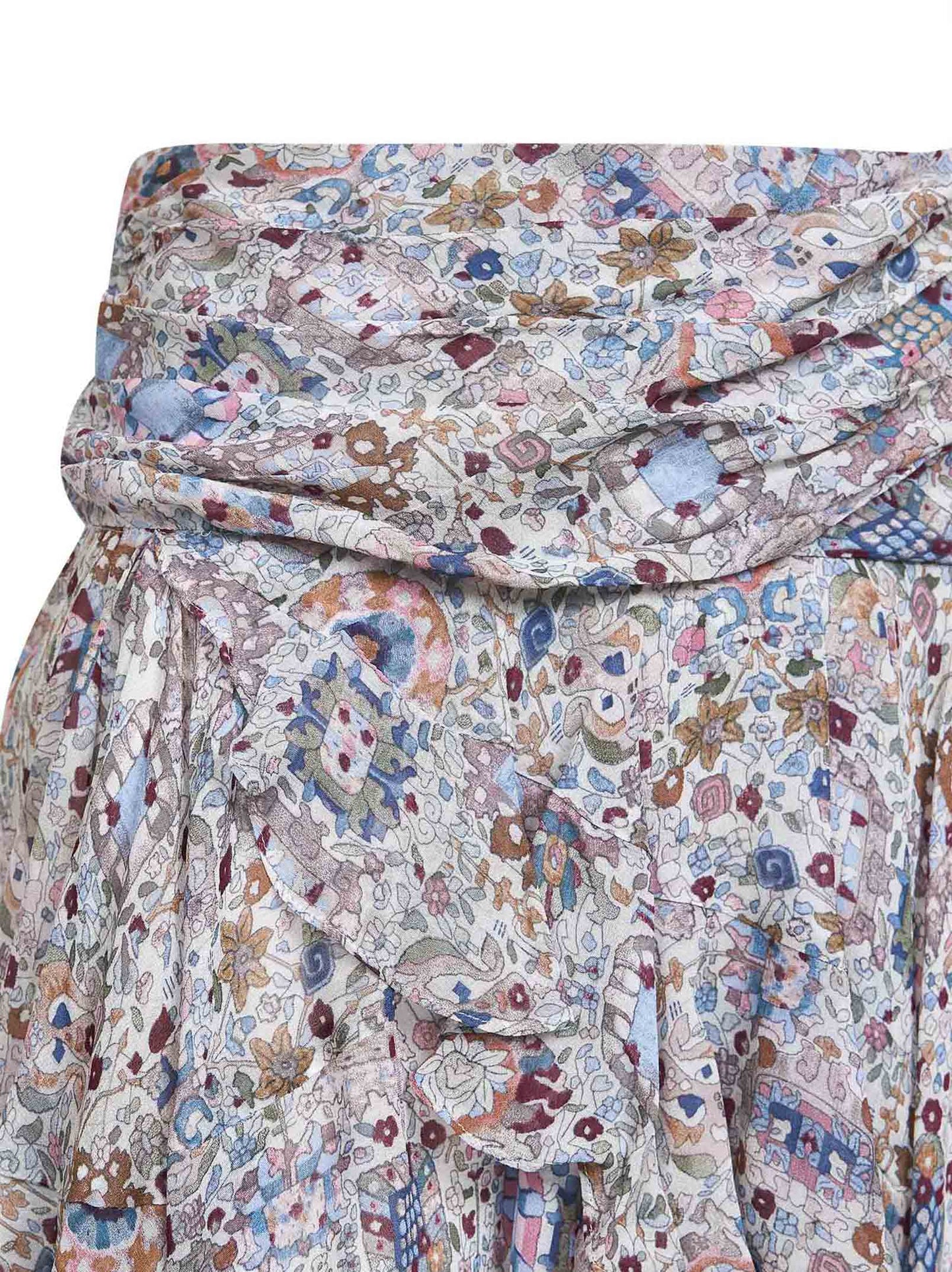 Minigonna Berenicia in georgette stampato ecrù