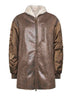 Cappotto Evina in ecopelle e nylon satinato marrone