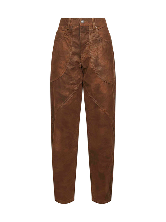 Pantaloni Kelvina in ecopelle vintage tabacco