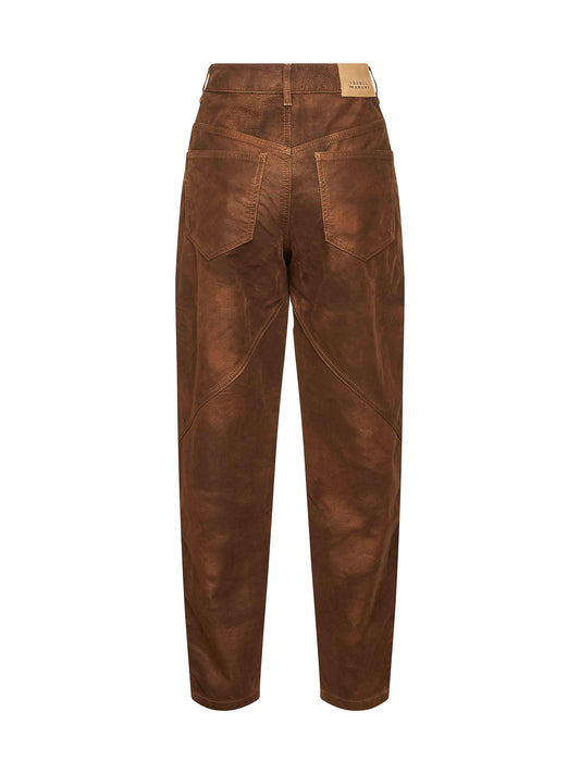 Pantaloni Kelvina in ecopelle vintage tabacco
