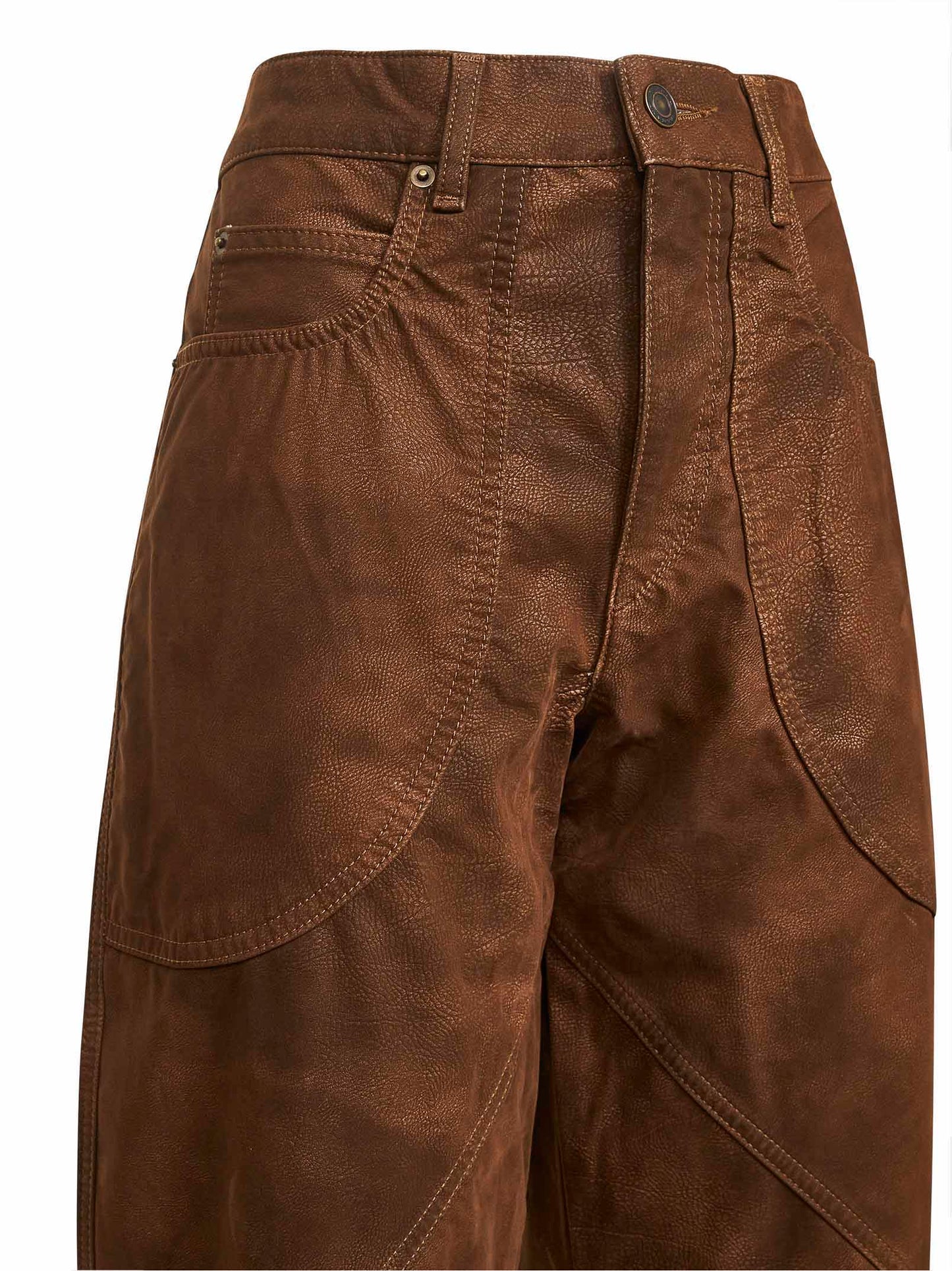 Pantaloni Kelvina in ecopelle vintage tabacco