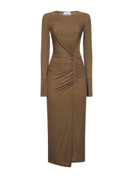 Abito lungo Jelina in jersey drappeggiato verde