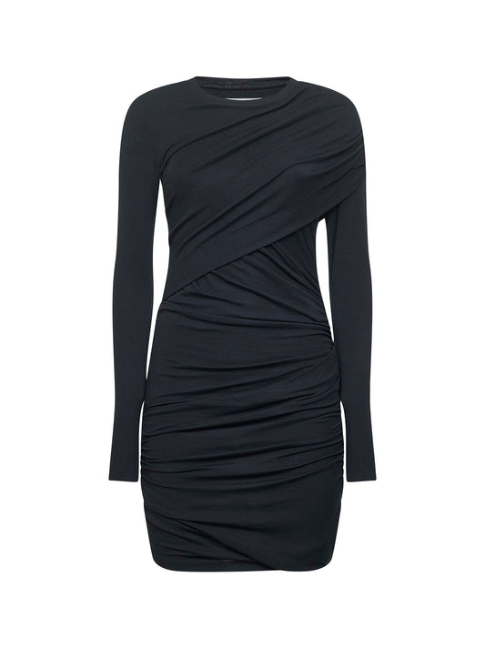 Miniabito Denise in jersey drappeggiato nero