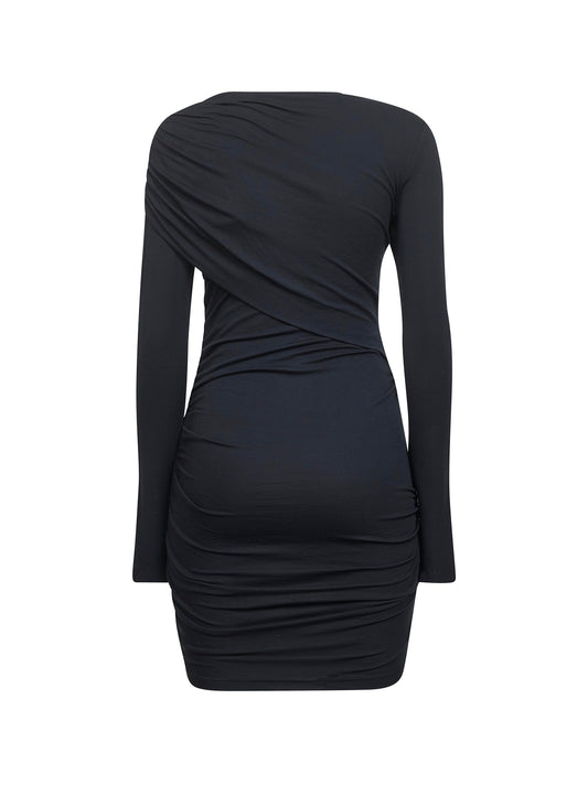 Miniabito Denise in jersey drappeggiato nero