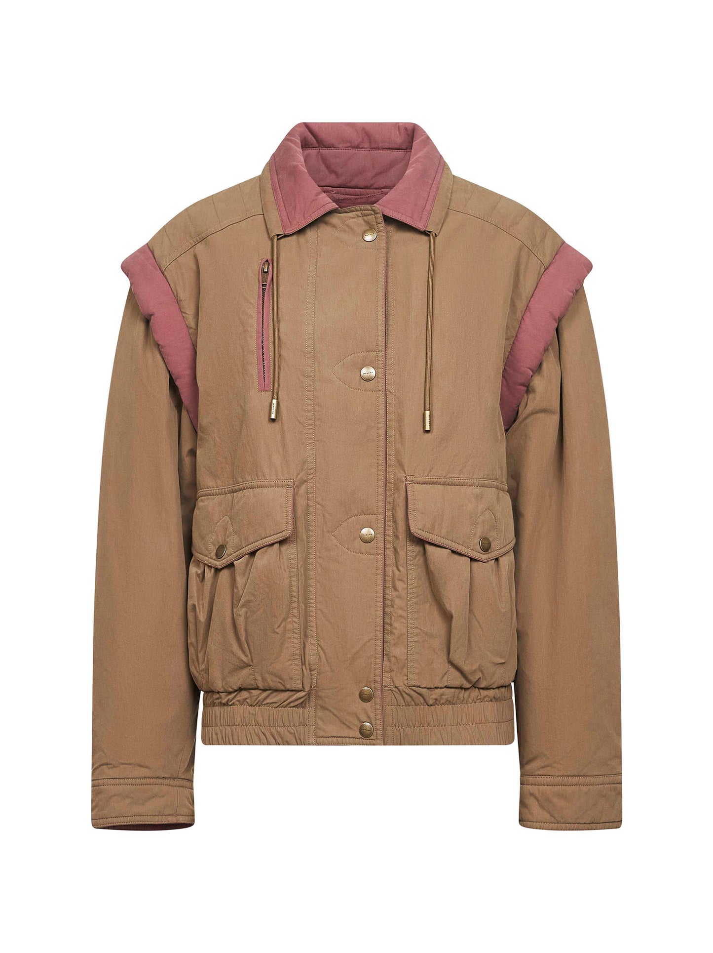 Green cotton detachable sleeves Desha jacket