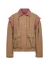 Green cotton detachable sleeves Desha jacket