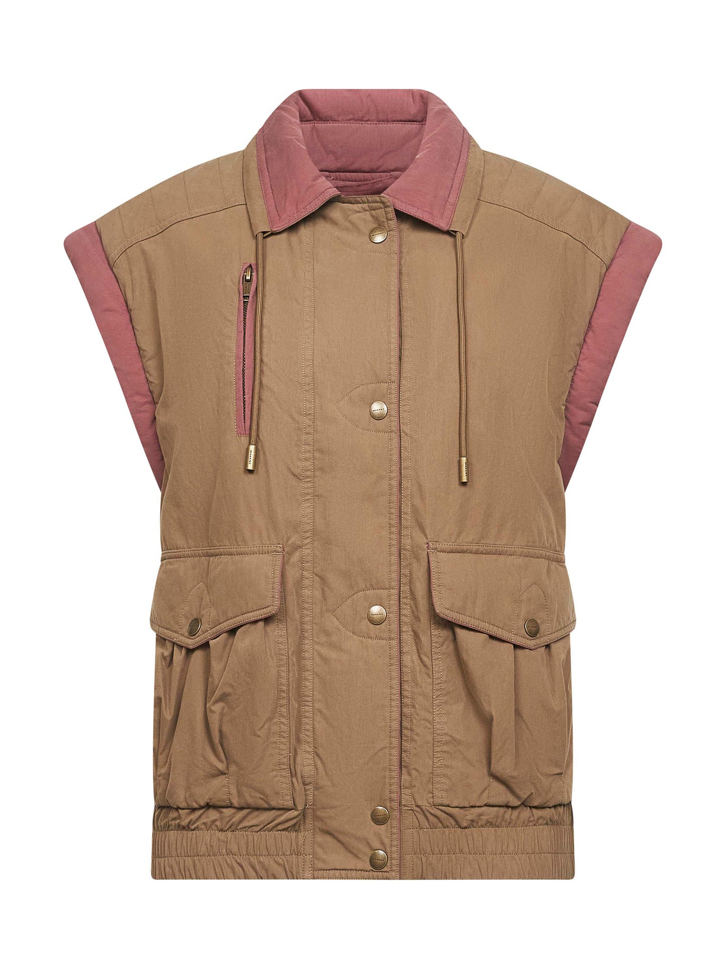 Green cotton detachable sleeves Desha jacket