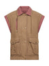 Green cotton detachable sleeves Desha jacket