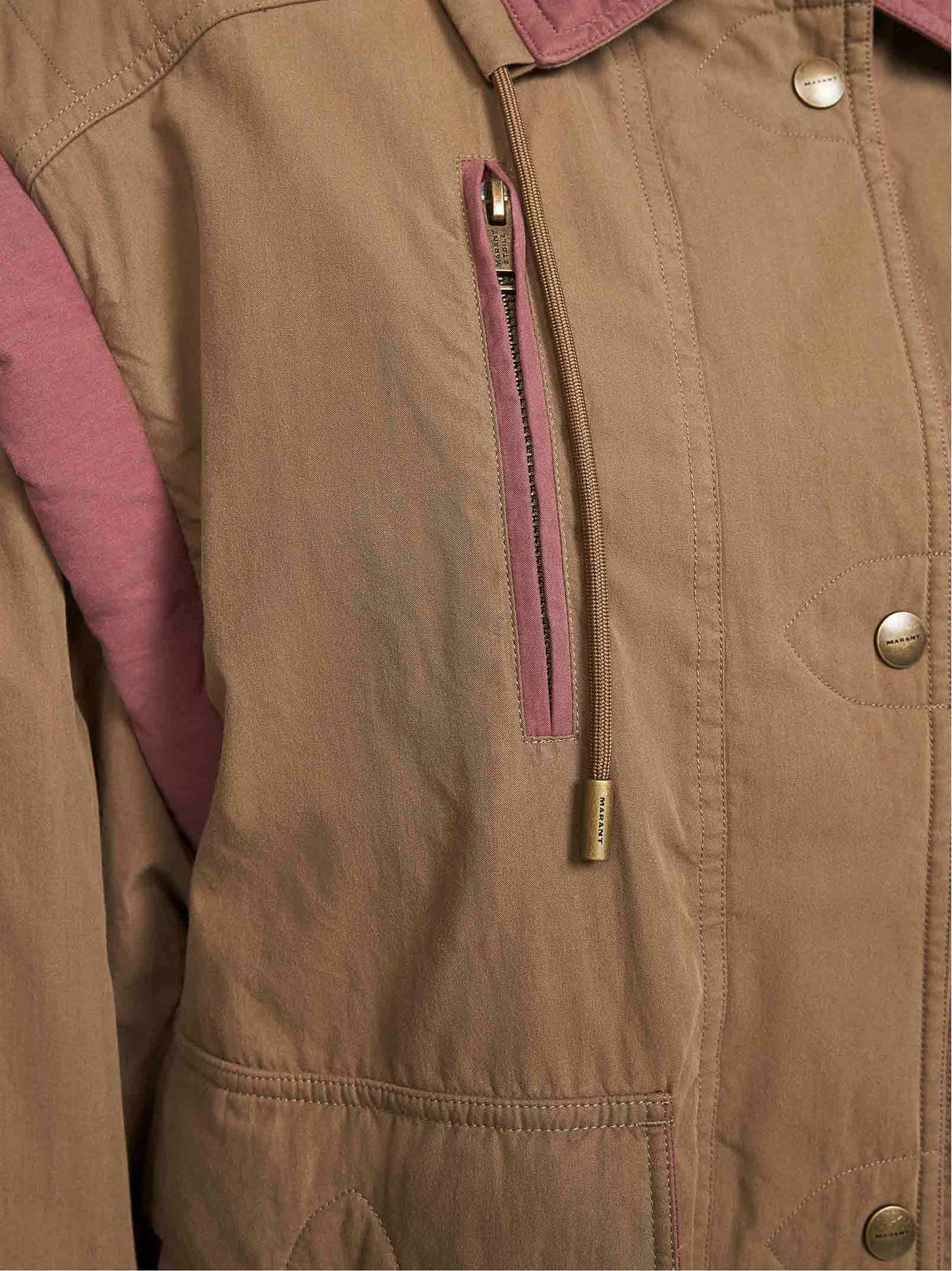Green cotton detachable sleeves Desha jacket