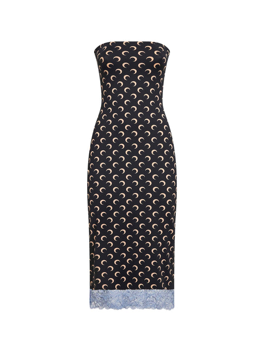 Black recycled jersey Moon bustier dress