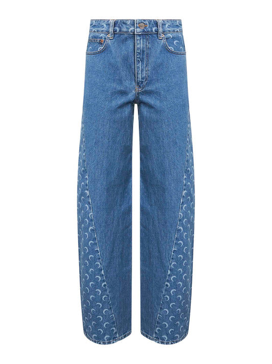 Light blue denim Moon Laser baggy jeans