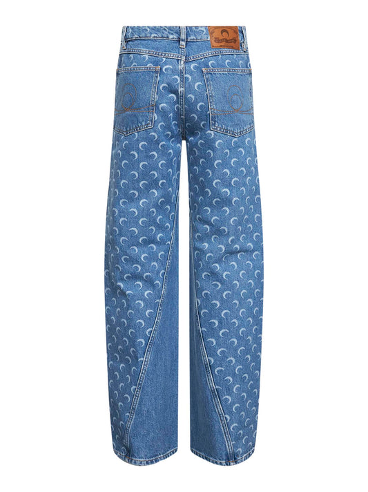 Light blue denim Moon Laser baggy jeans