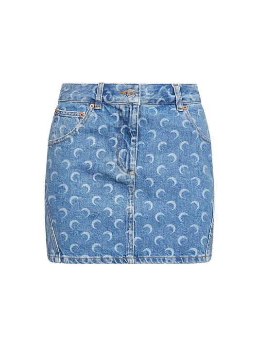 Light blue denim Moon Laser miniskirt