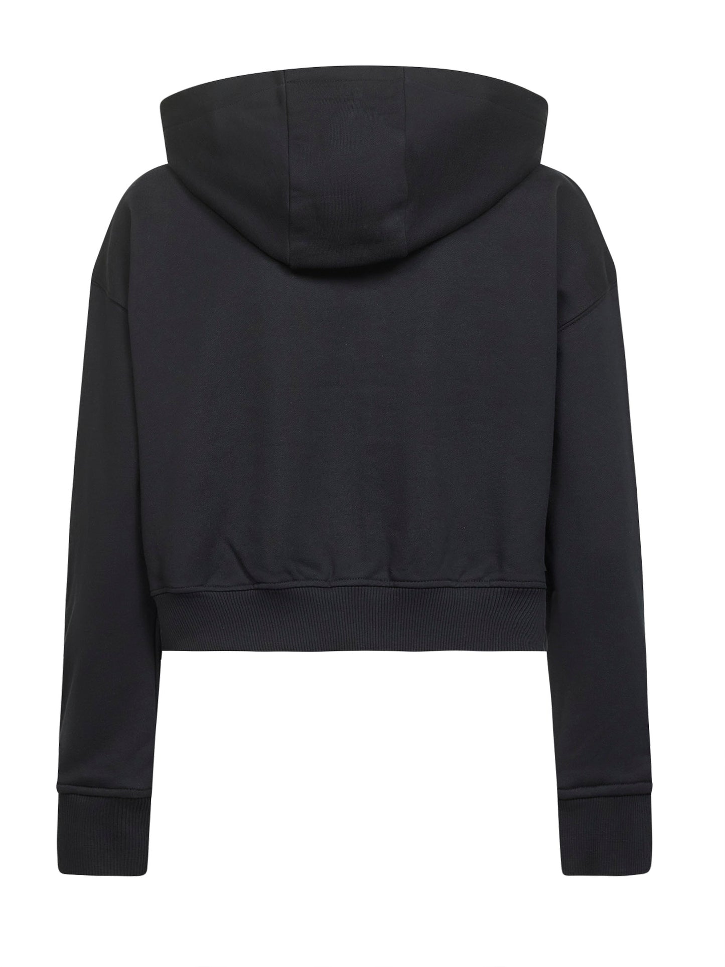 Felpa crop con zip e cappuccio Moon Logo nera