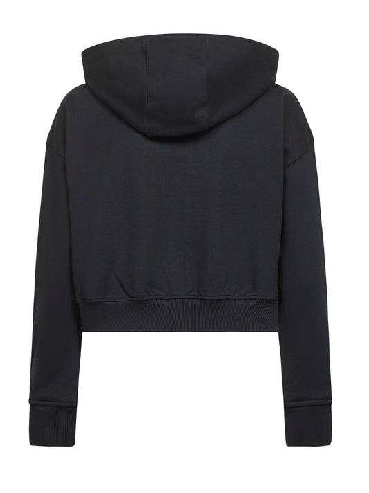 Felpa crop con zip e cappuccio Moon Logo nera
