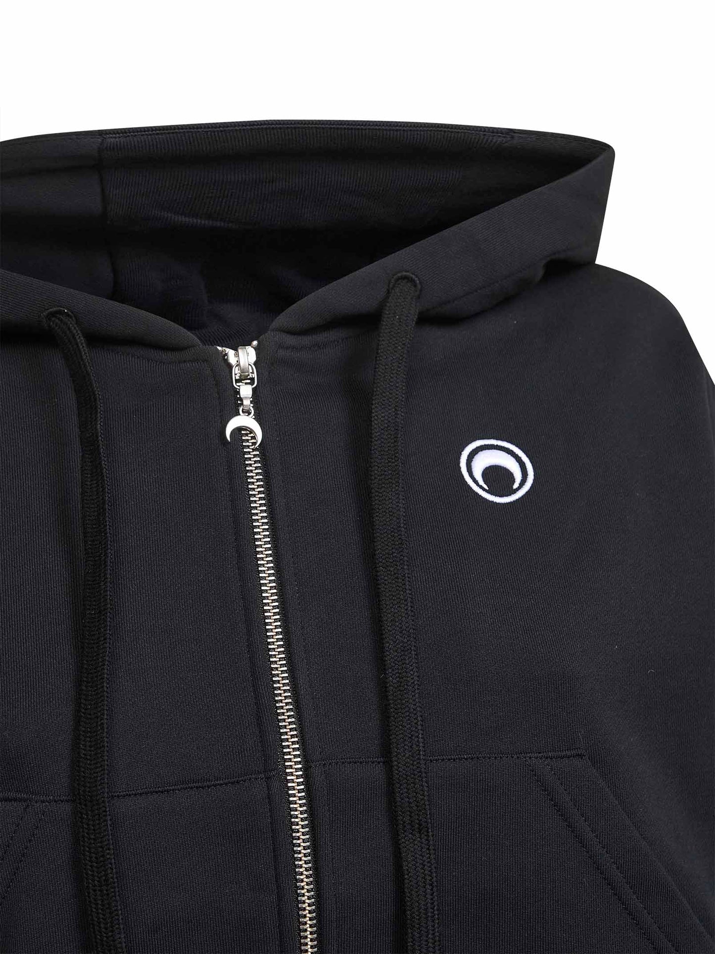 Felpa crop con zip e cappuccio Moon Logo nera