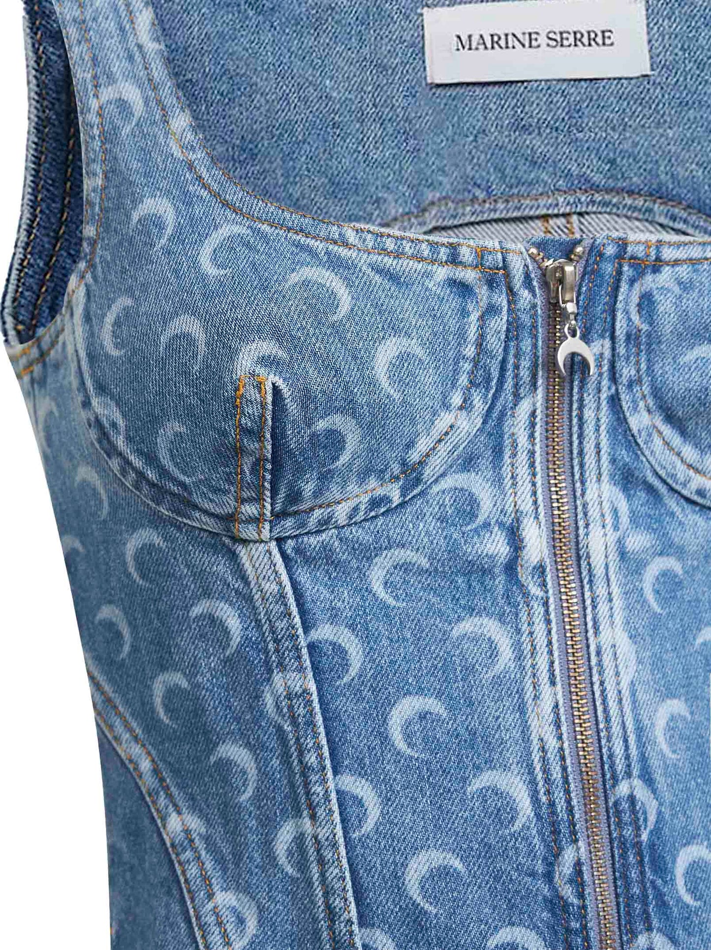 Top bustier Moon Laser in denim azzurro