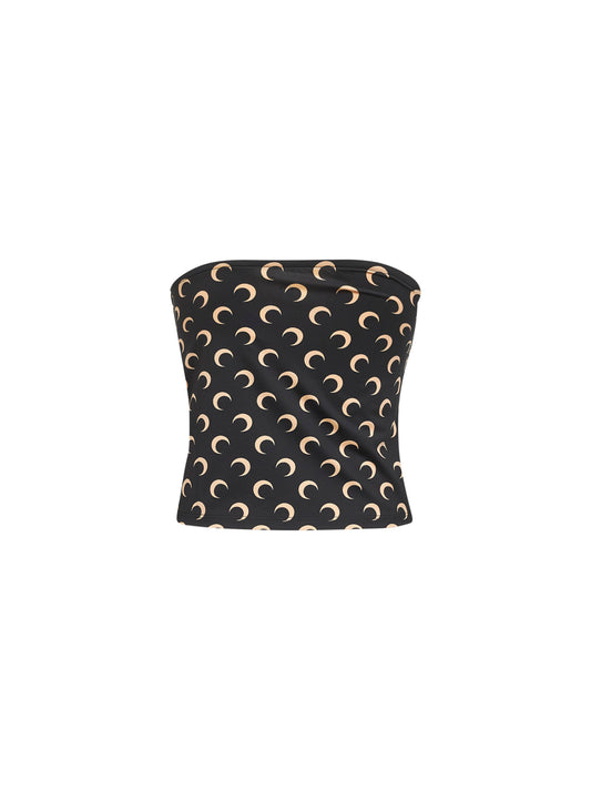 Top a fascia Moon in jersey stampato nero