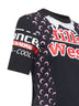 T-shirt baby-fit in jersey nero con grafica rigenerata